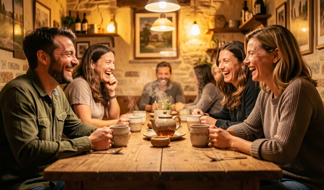 Persona che gode di una tazza di tè Good Fit in un caffè italiano